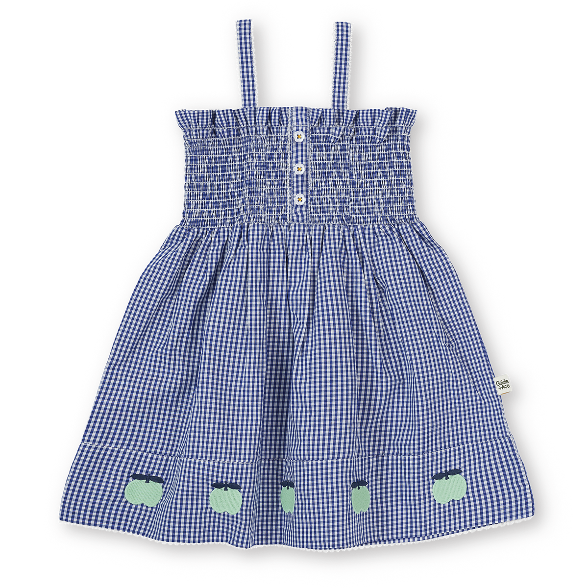 Shirred Gingham Apple Dress