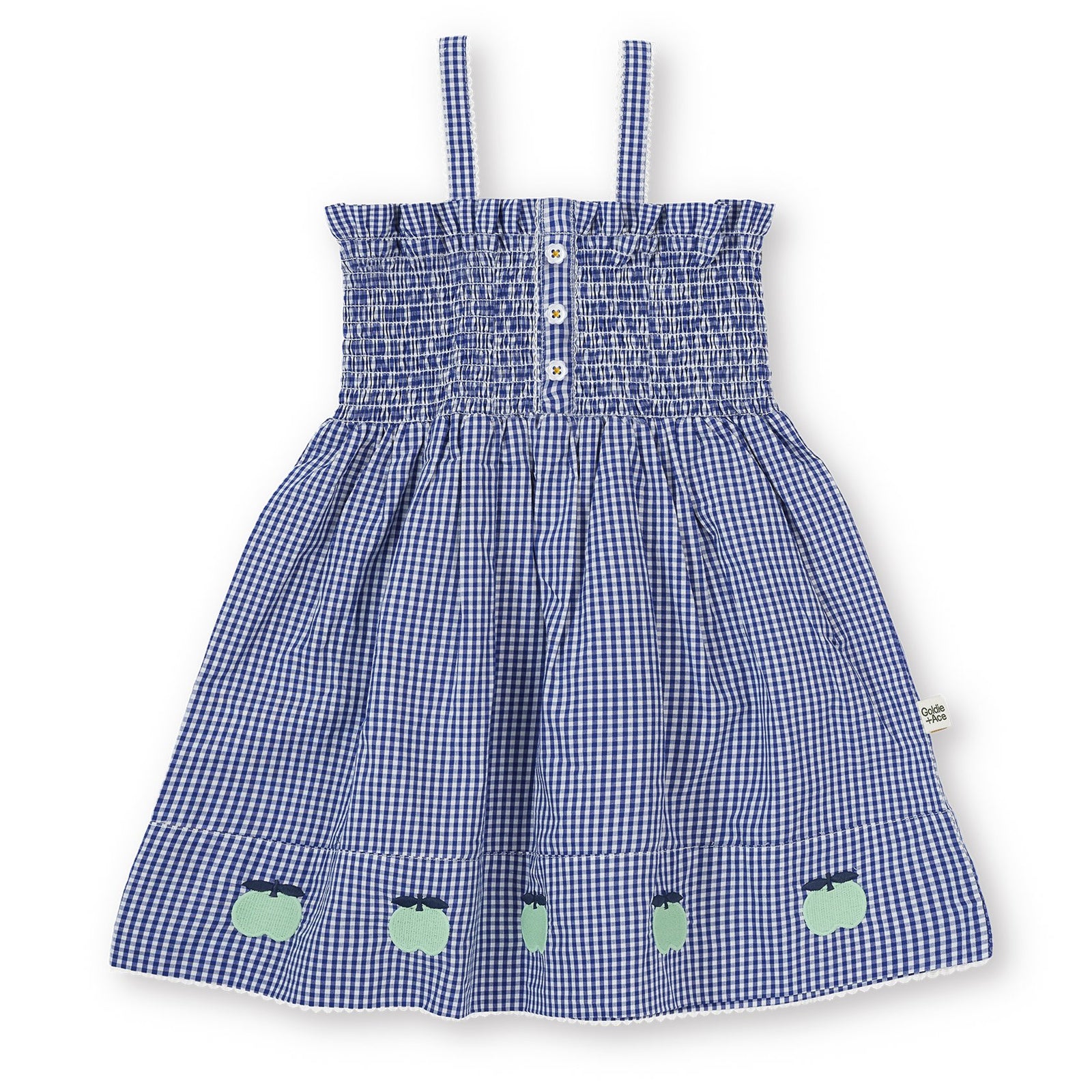 Shirred Gingham Apple Dress