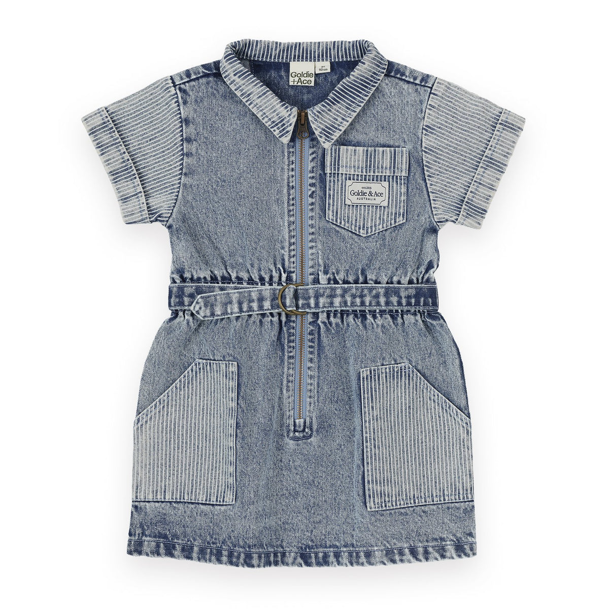 Piper Pinstripe Denim Belted Dress
