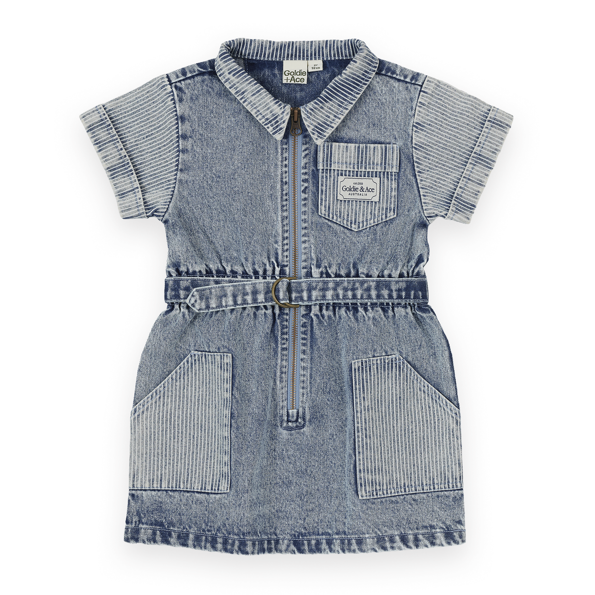 Piper Pinstripe Denim Belted Dress