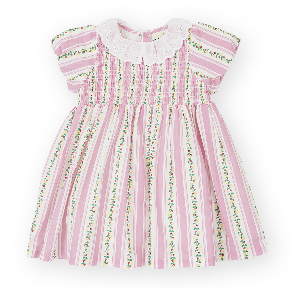 Antique Stripe Strawberry Flo Smocked Dress