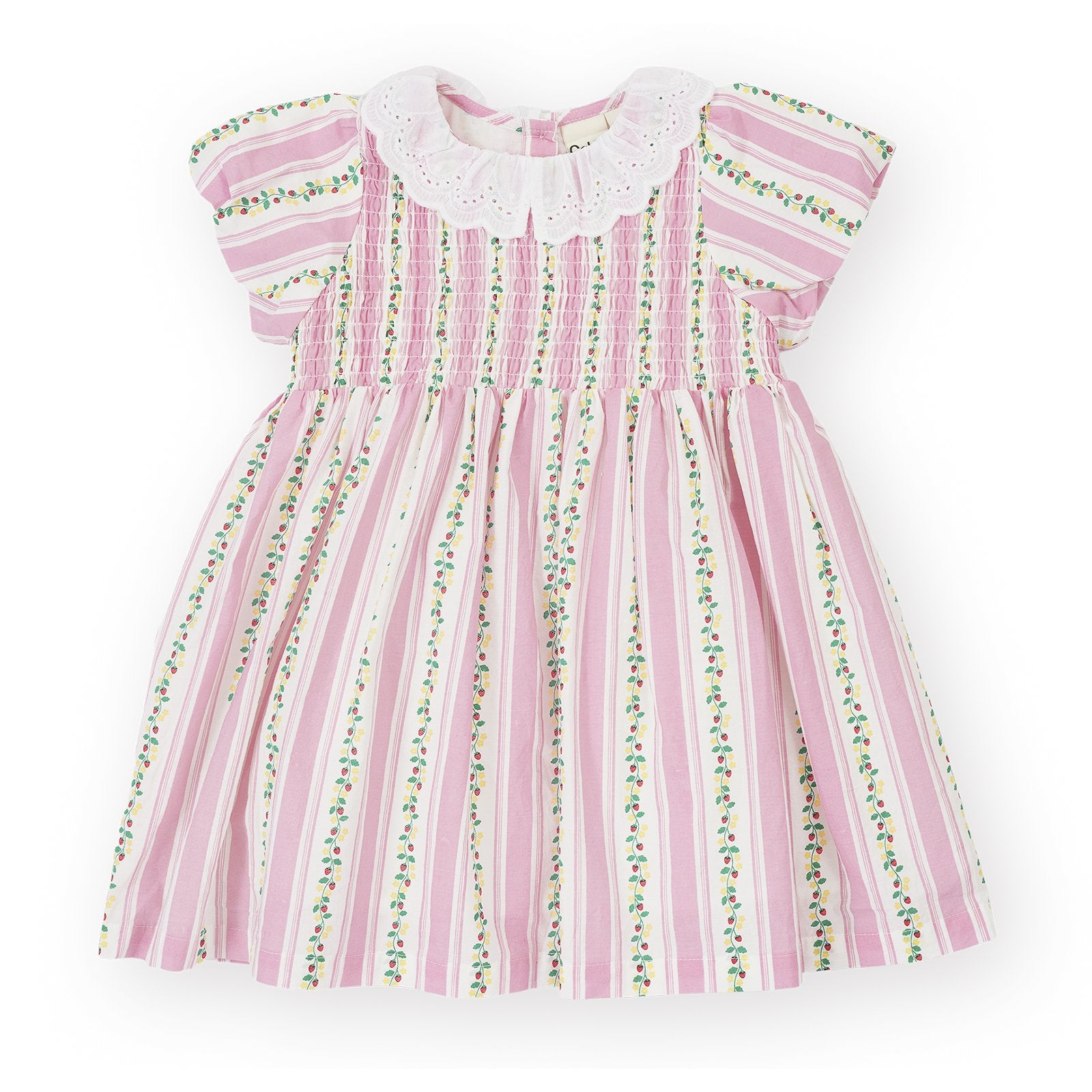 Antique Stripe Strawberry Flo Smocked Dress