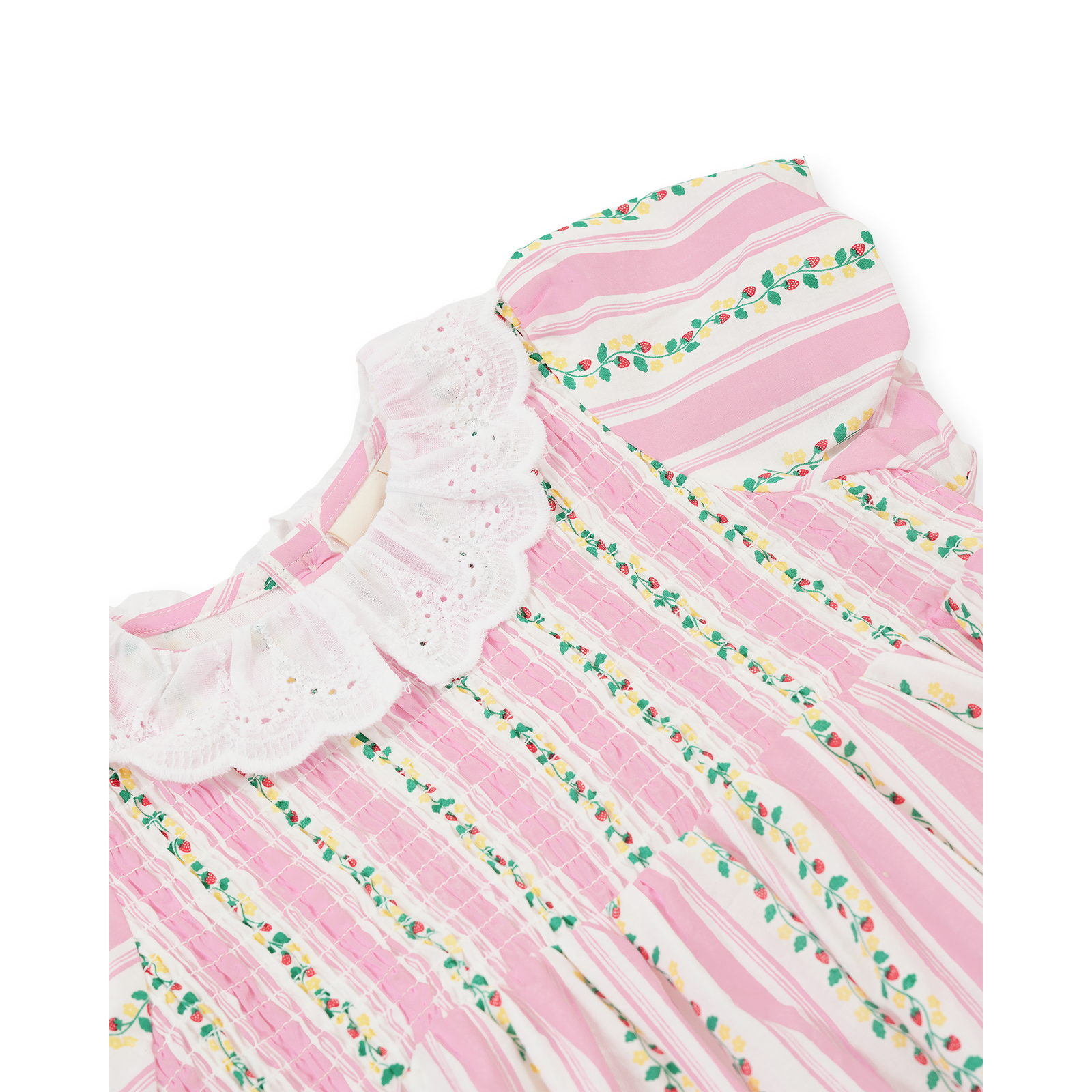 Antique Stripe Strawberry Flo Smocked Dress