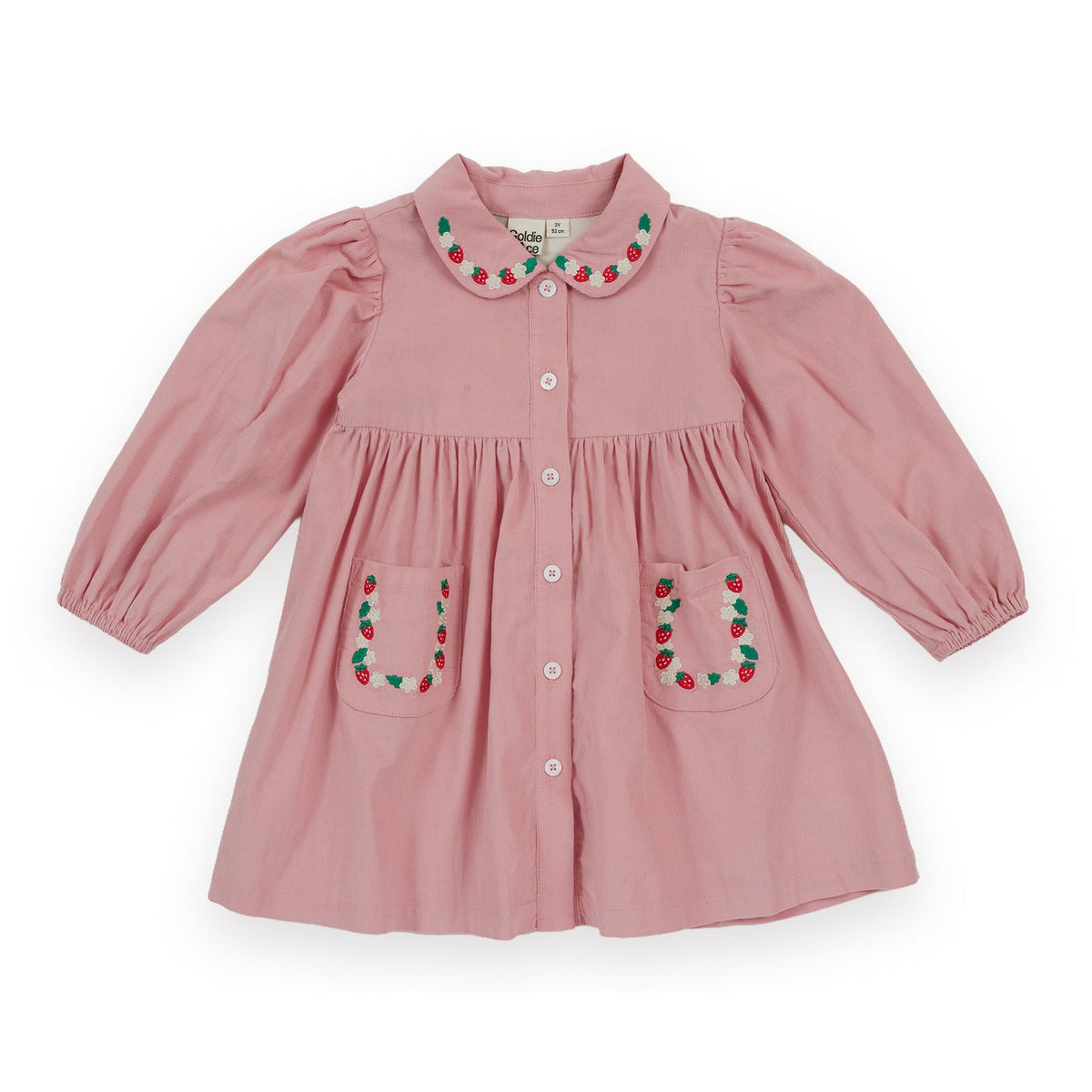 Goldie &amp; Ace Wild Strawberry Corduroy Collar Dress, product flat lay