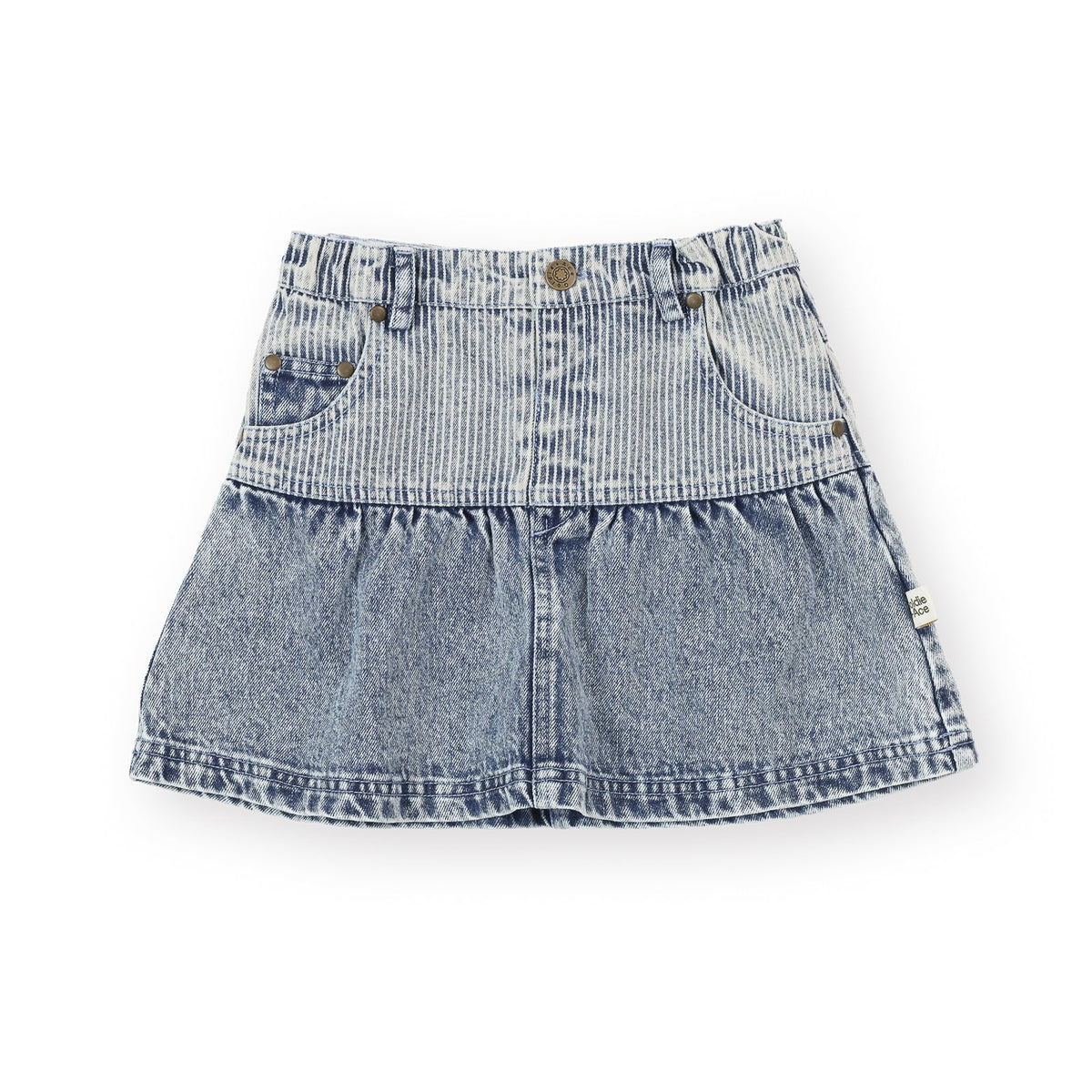 Pinstripe Peplum Denim Skirt