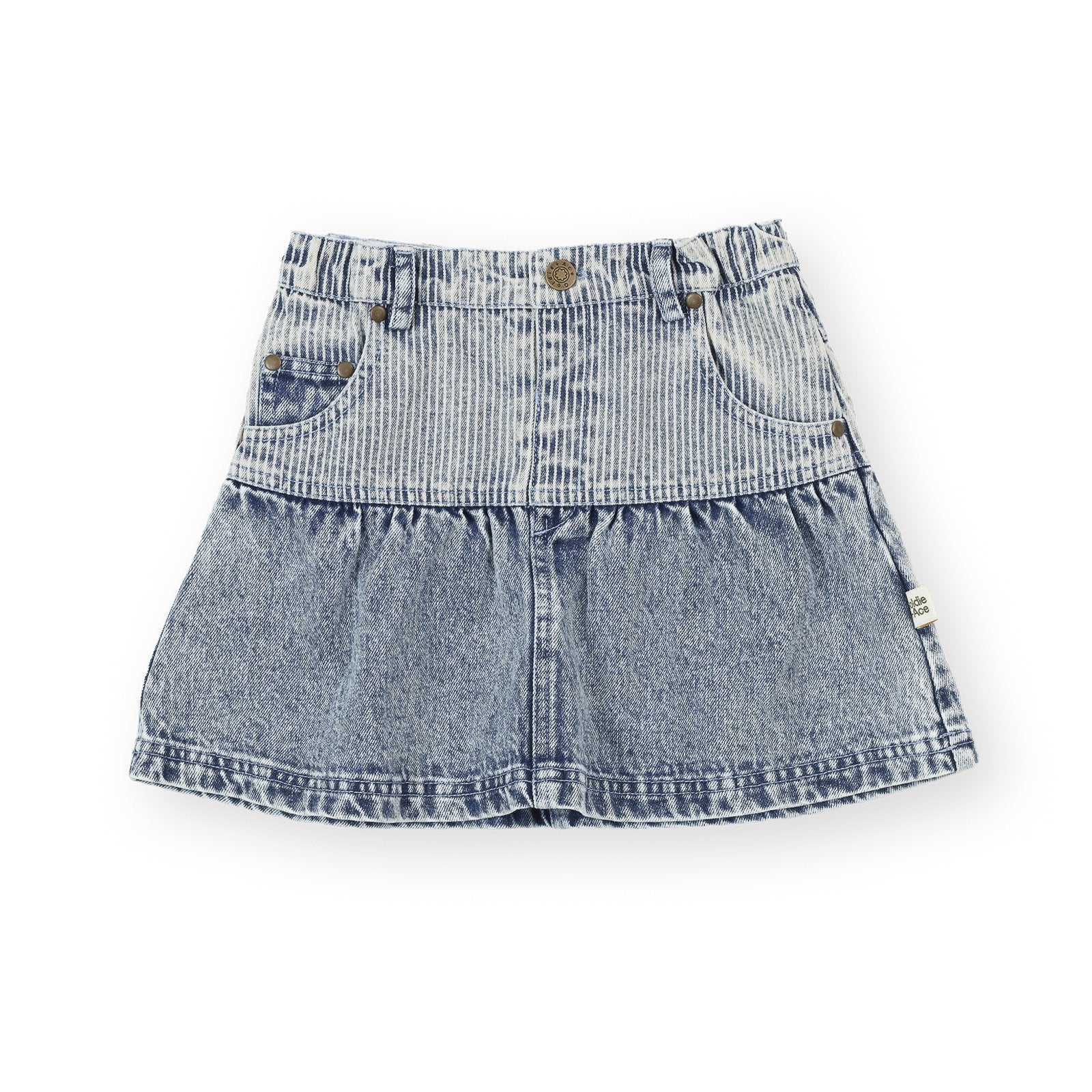 Pinstripe Peplum Denim Skirt
