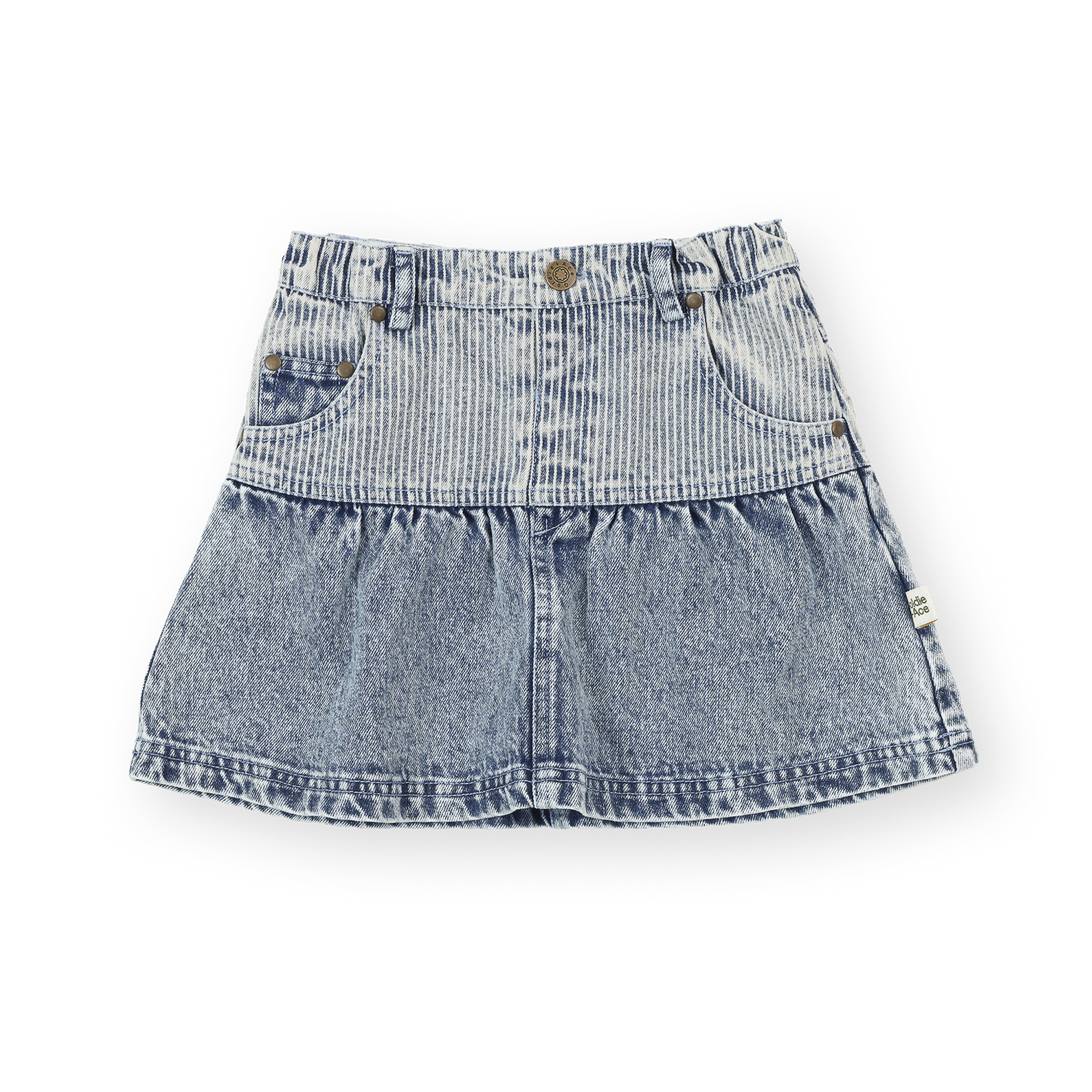 Pinstripe Peplum Denim Skirt