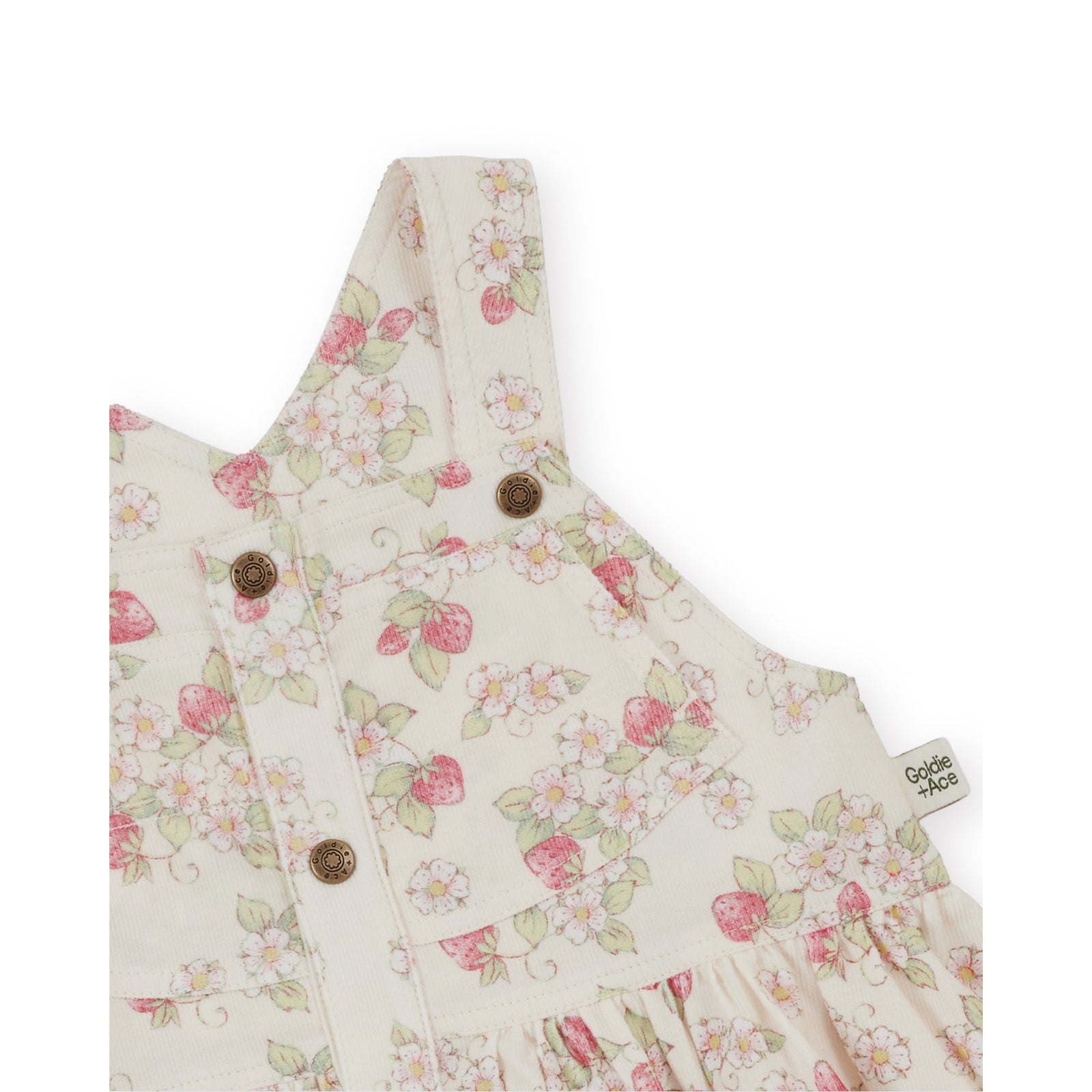 Goldie & Ace Strawberry Fields Pinafore Dress, product flat lay 3