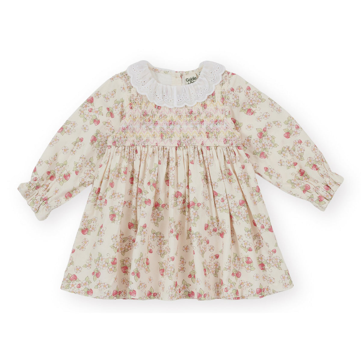 Goldie &amp; Ace Strawberry Fields Smocked Dress, product flat lay