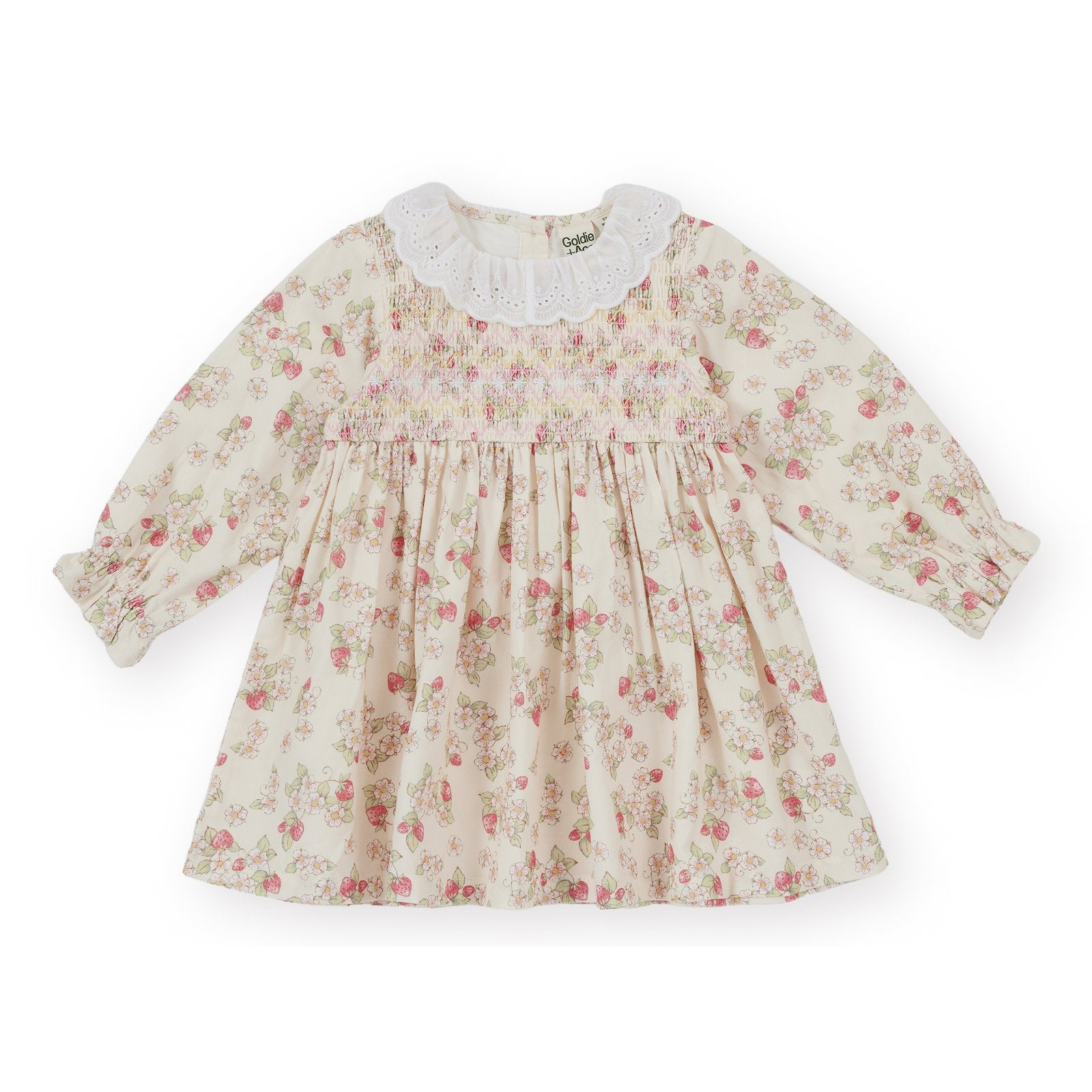 Goldie & Ace Strawberry Fields Smocked Dress, product flat lay