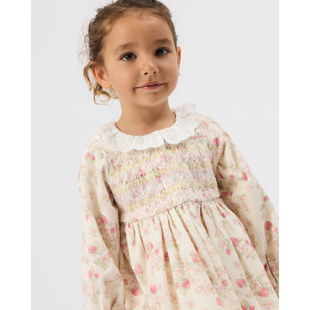 Child wearing Goldie & Ace Strawberry Fields Smocked Dress