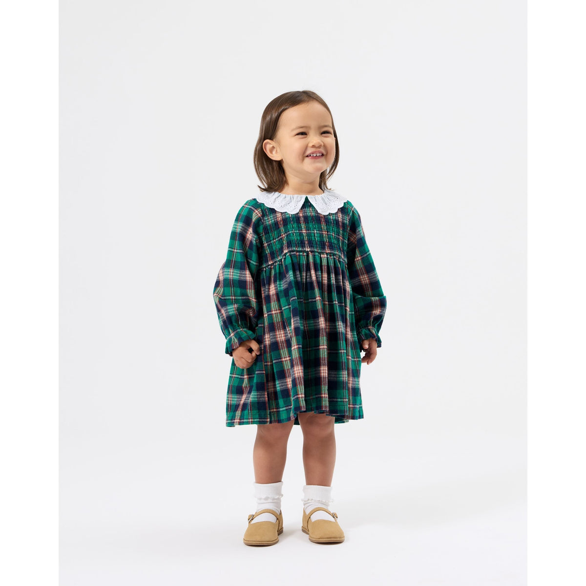Child wearing Goldie & Ace Daphne Smocked Dress, view 2