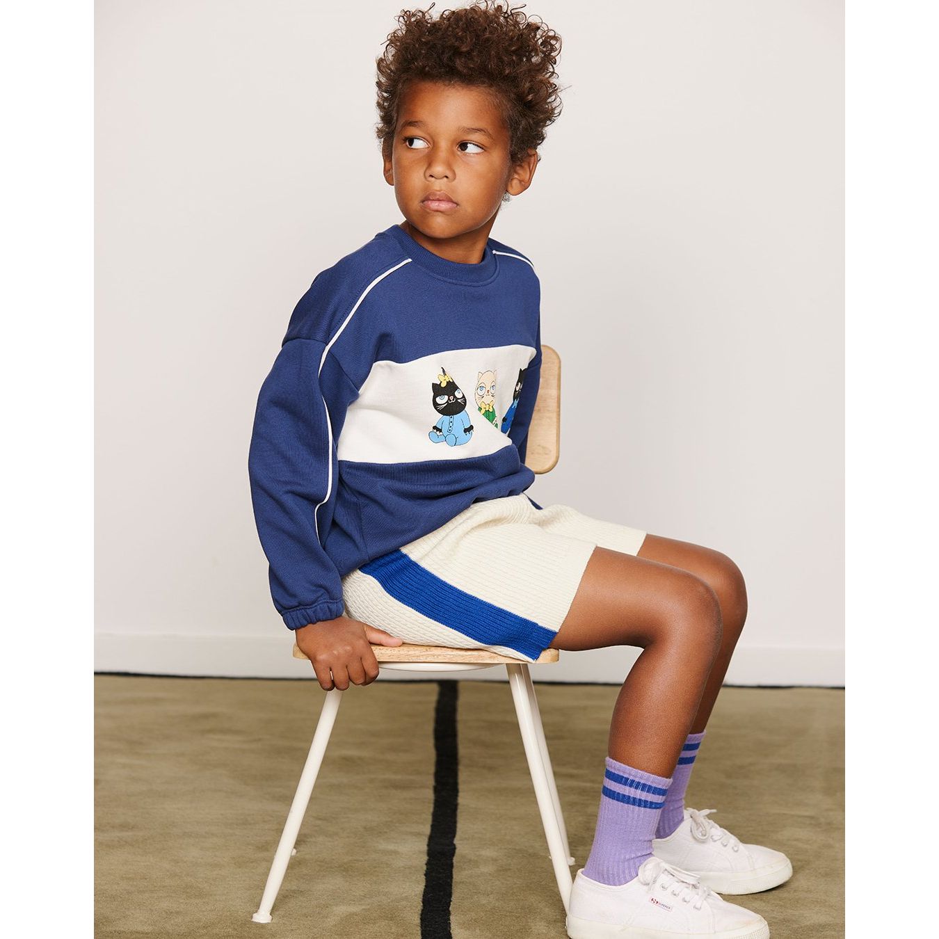 Minibabies Panel Sweatshirt - Blue