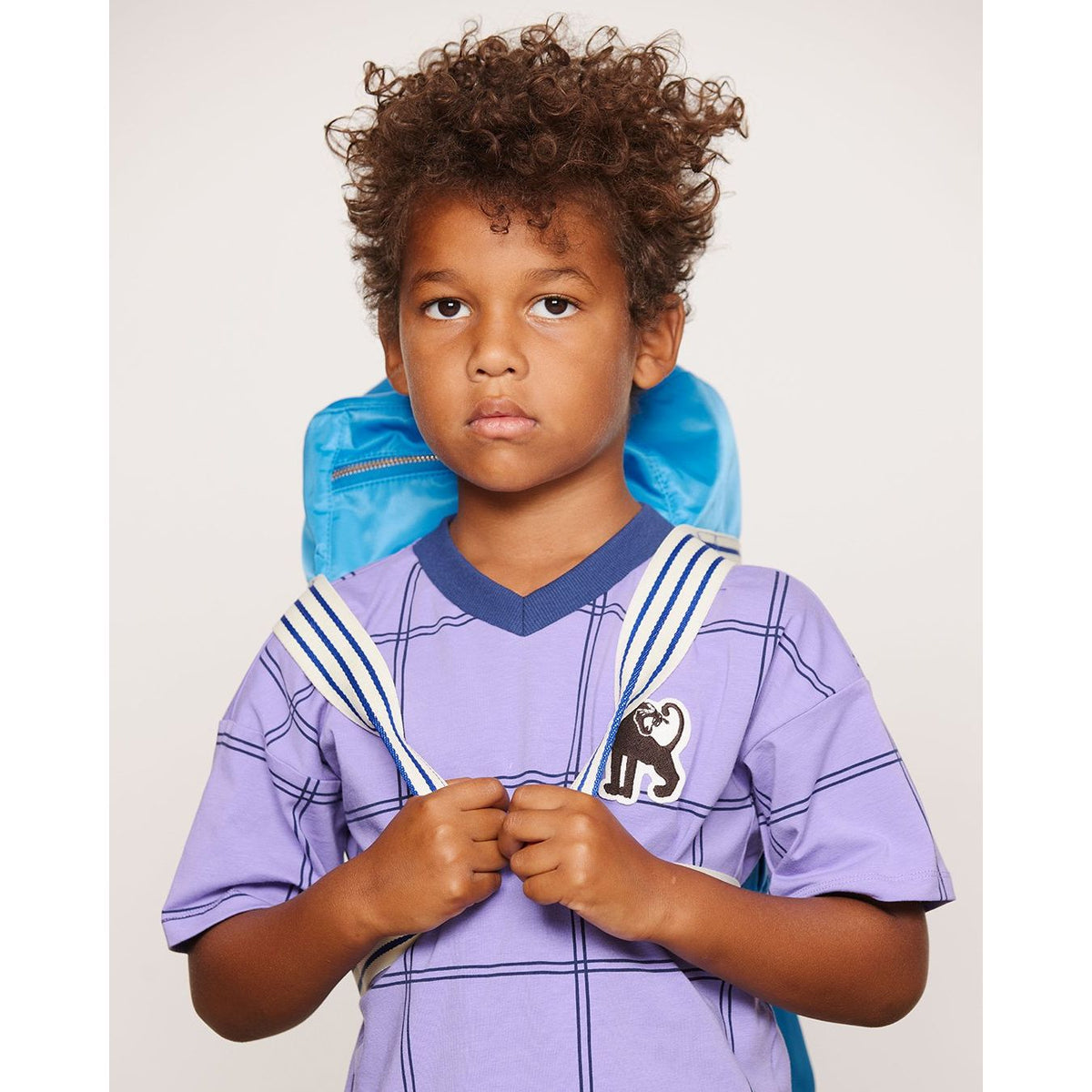 Check Aop Panther Patch Ss Tee - Purple