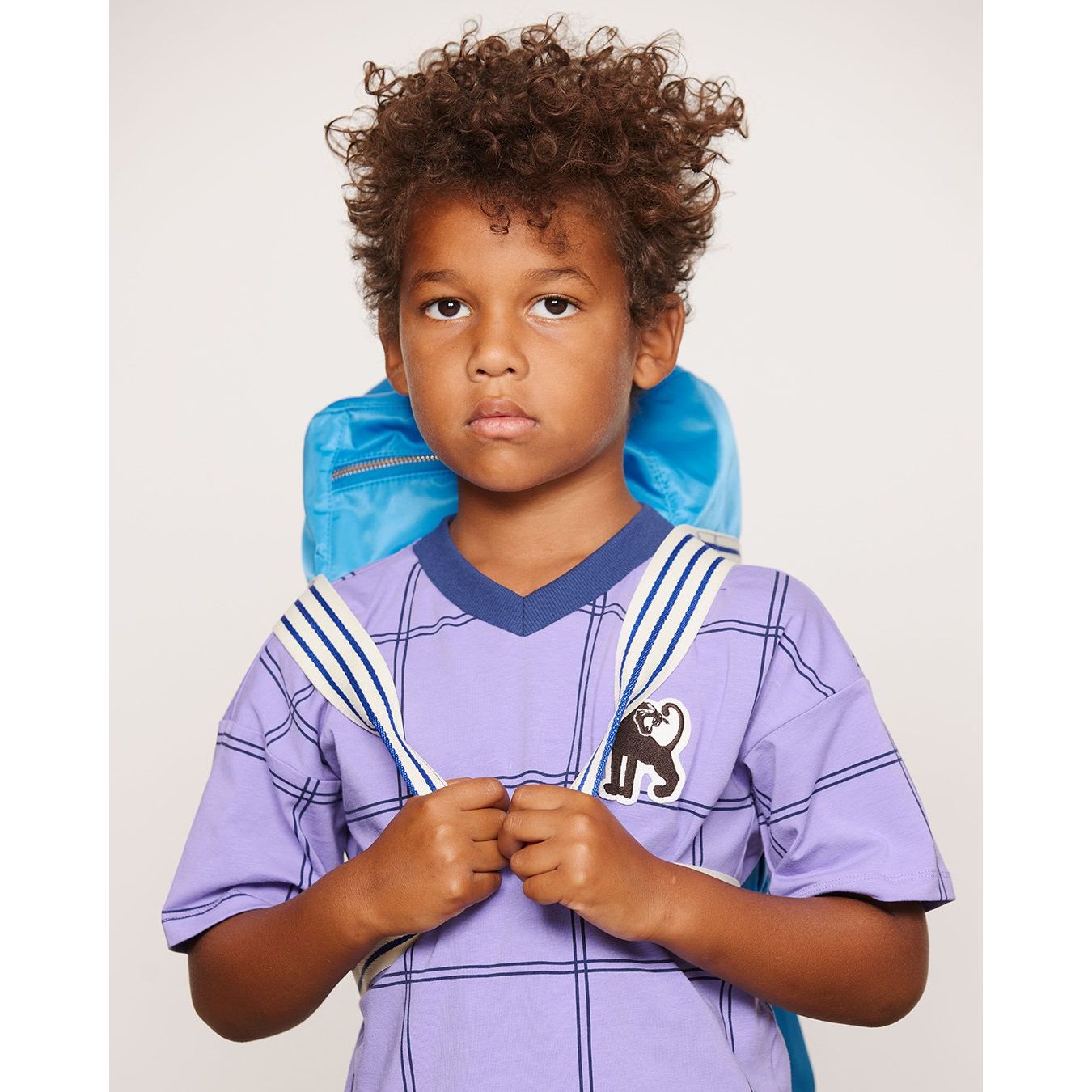Check Aop Panther Patch Ss Tee - Purple