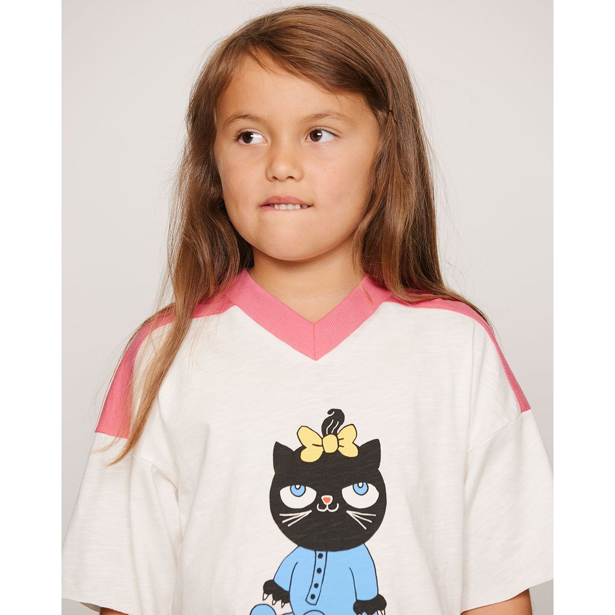 Cat V-Neck Sp Ss Tee - Pink