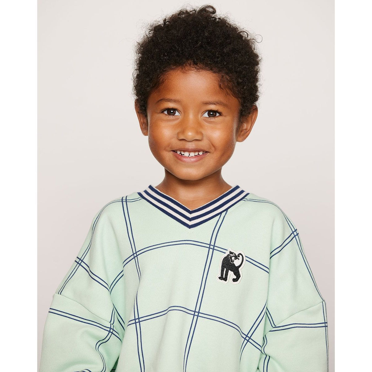 Check Aop Panther Patch Sweatshirt - Green