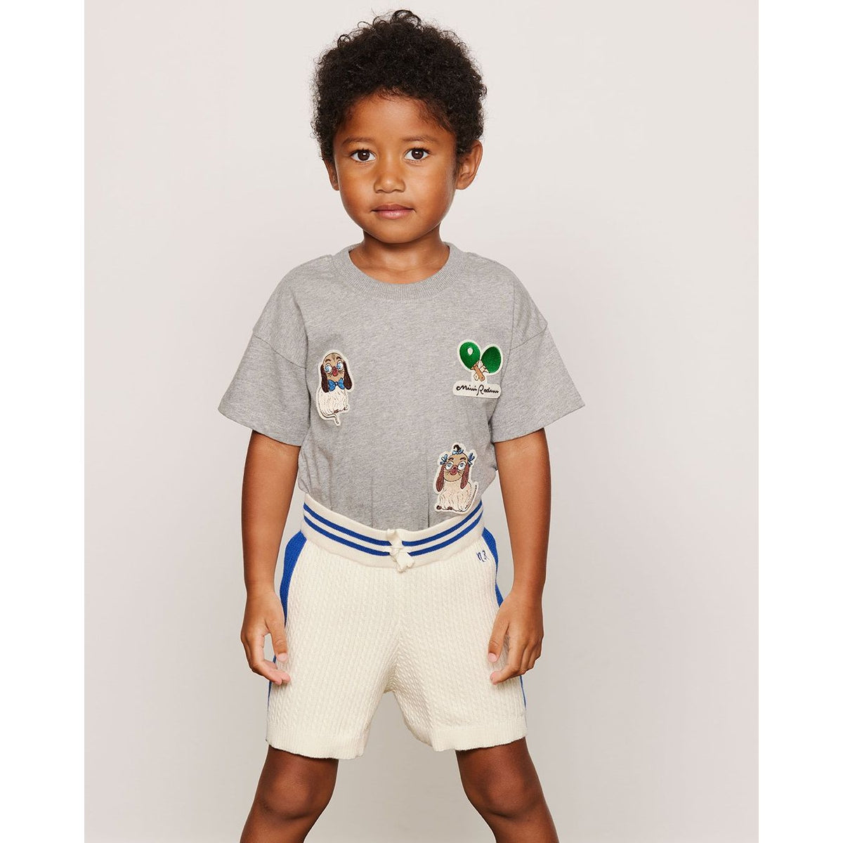Minibabies Patches Ss Tee - Grey Melange