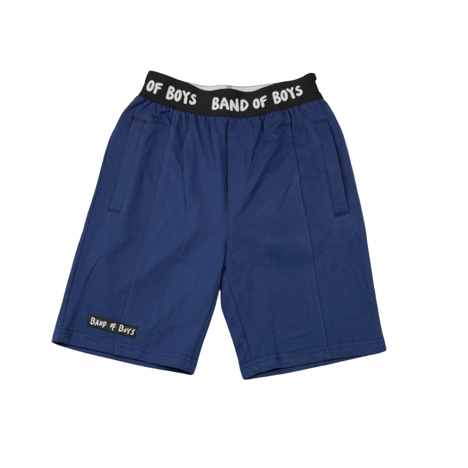 Blue Elastic Waist Shorts