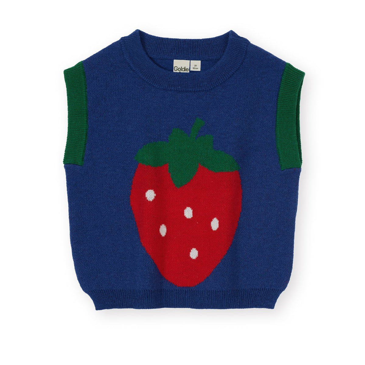 Goldie &amp; Ace Jumbo Strawberry Knit Vest, product flat lay