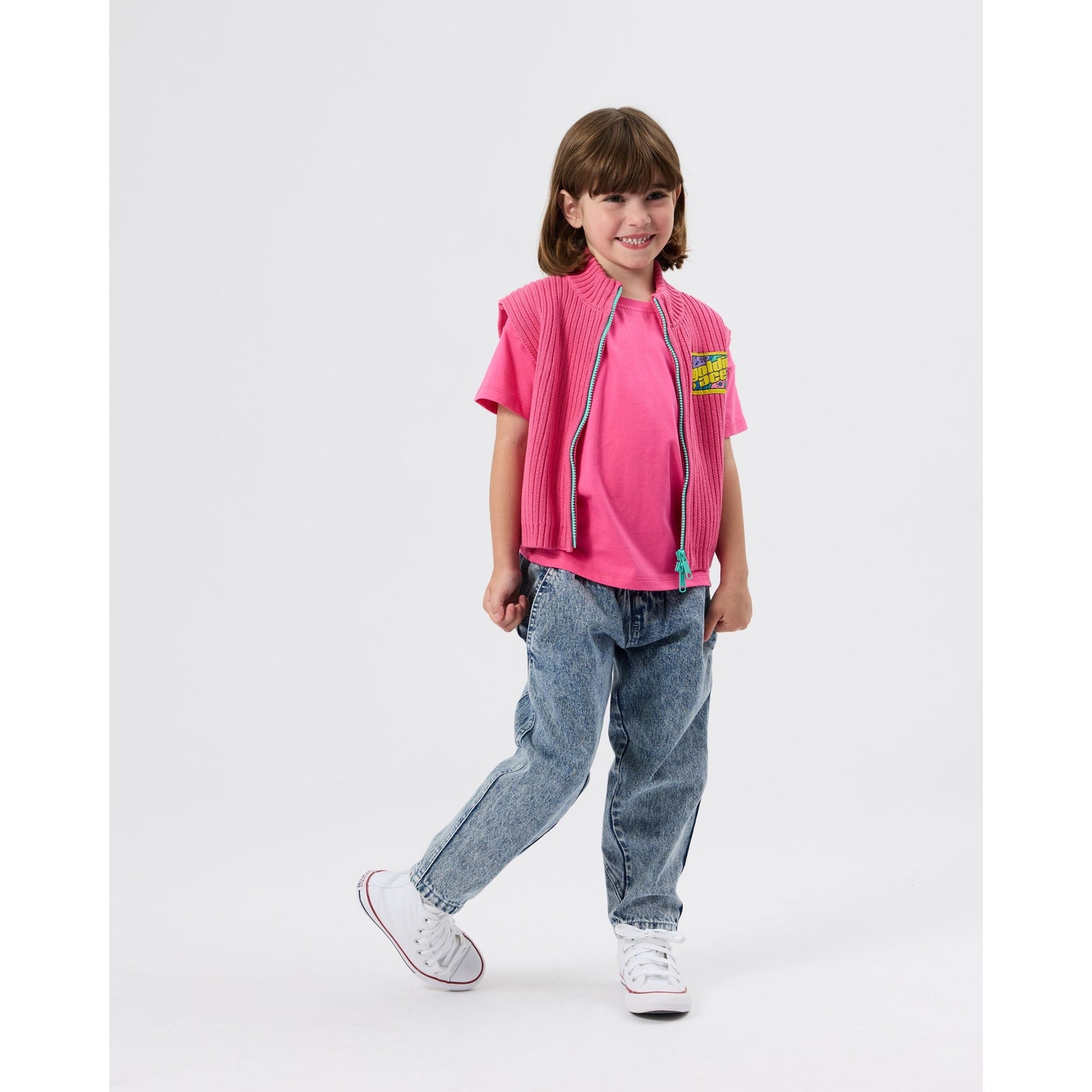 Child wearing Goldie & Ace Apres Surf Rib Knit Vest, view 2