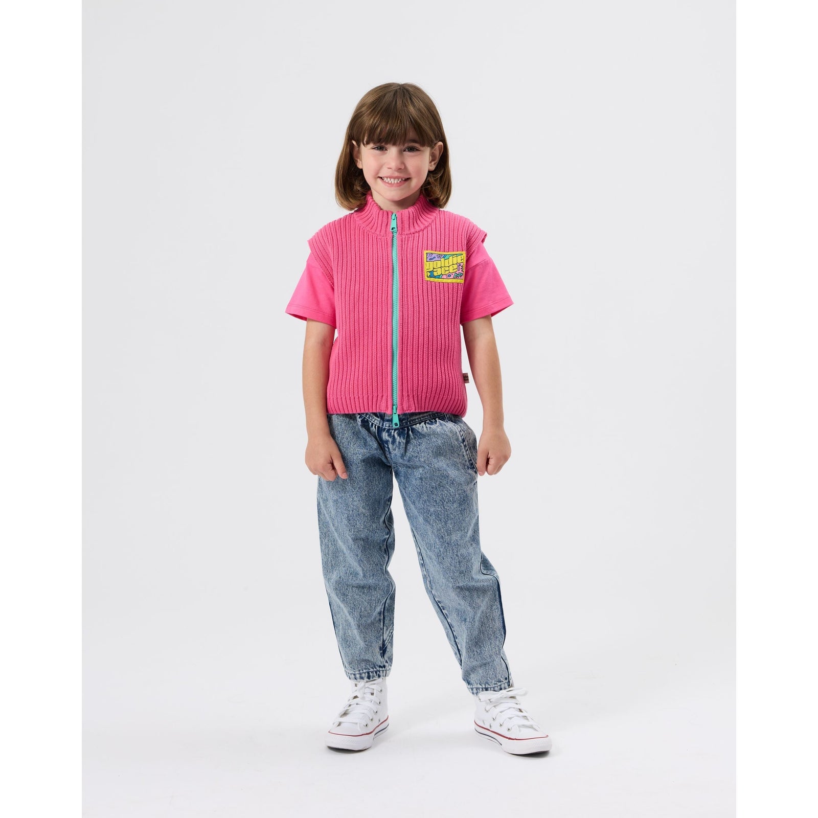Child wearing Goldie & Ace Apres Surf Rib Knit Vest, view 4