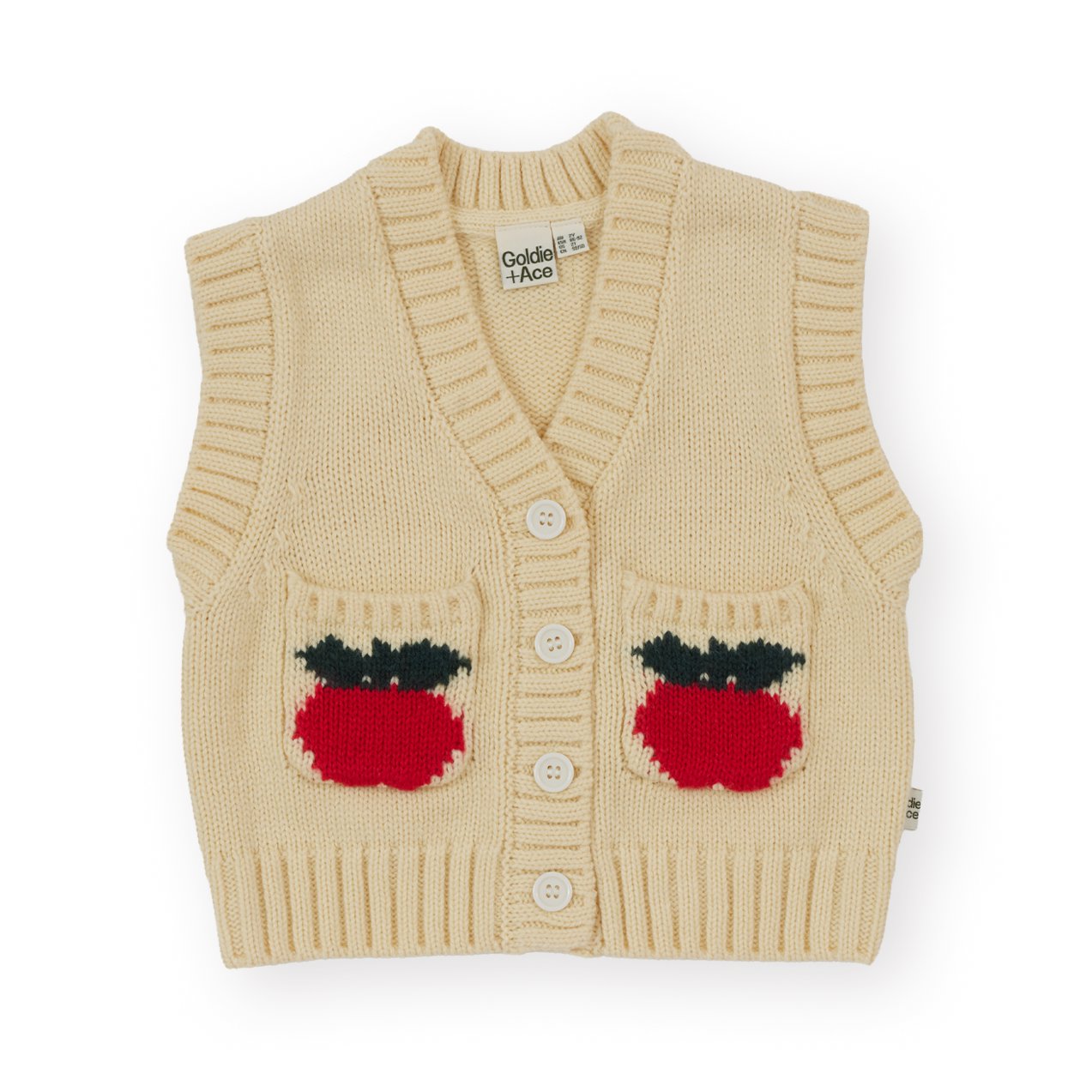 Goldie & Ace Apple Pocket Knit Vest, product flat lay