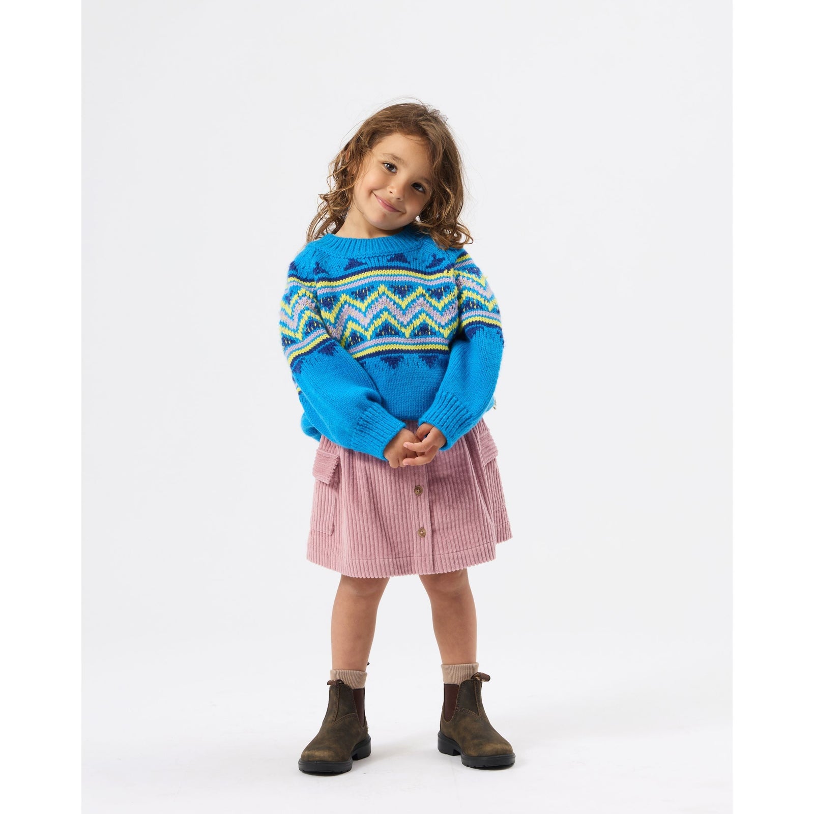 Child wearing Goldie & Ace Apres Ski Knit Jumper, view 2