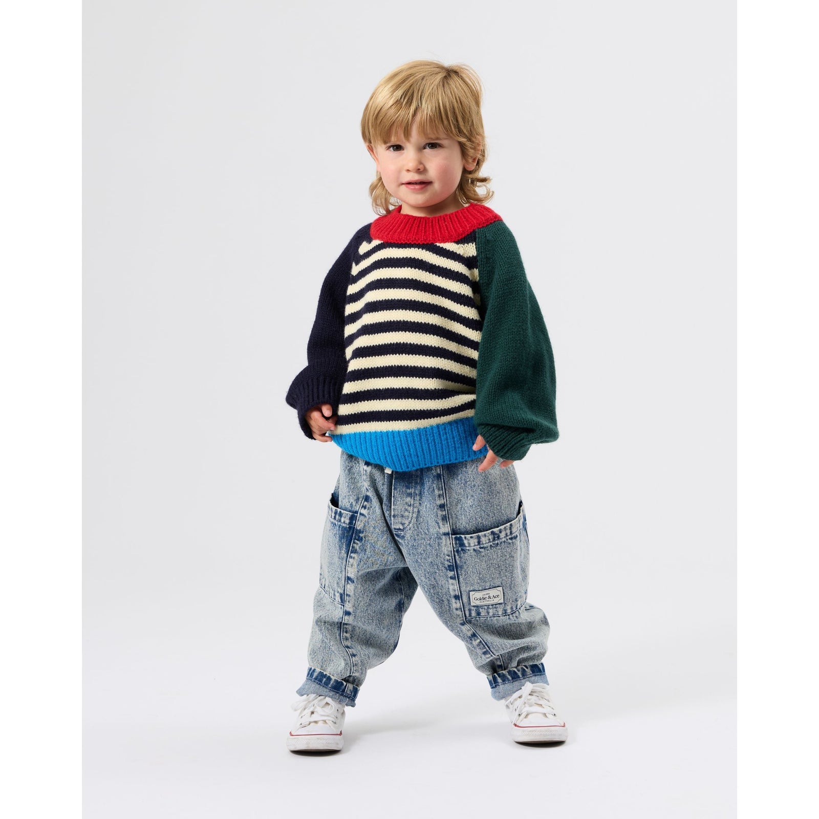 Child wearing Goldie & Ace Marley Chunky Knit Jumper