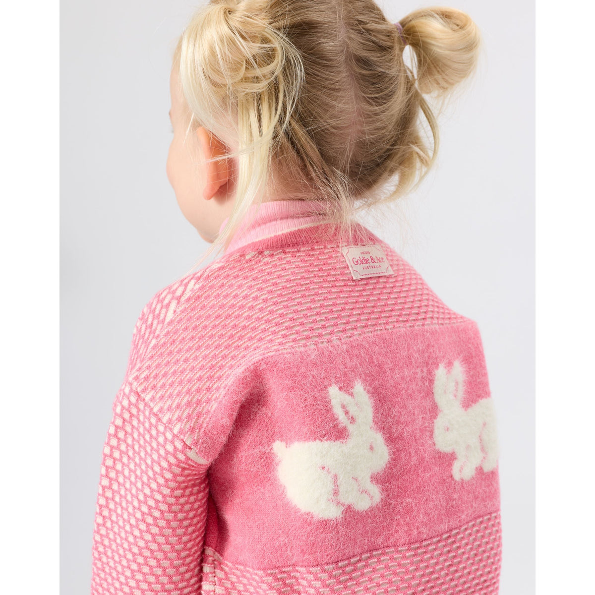 Child wearing Goldie & Ace Bunny Knit Cardigan