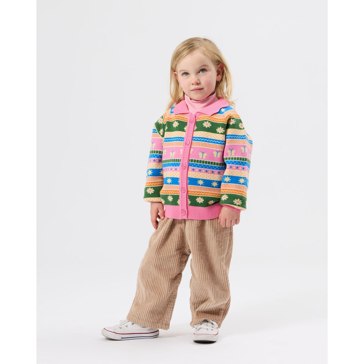 Child wearing Goldie & Ace Flutter By Knit Cardigan, view 2