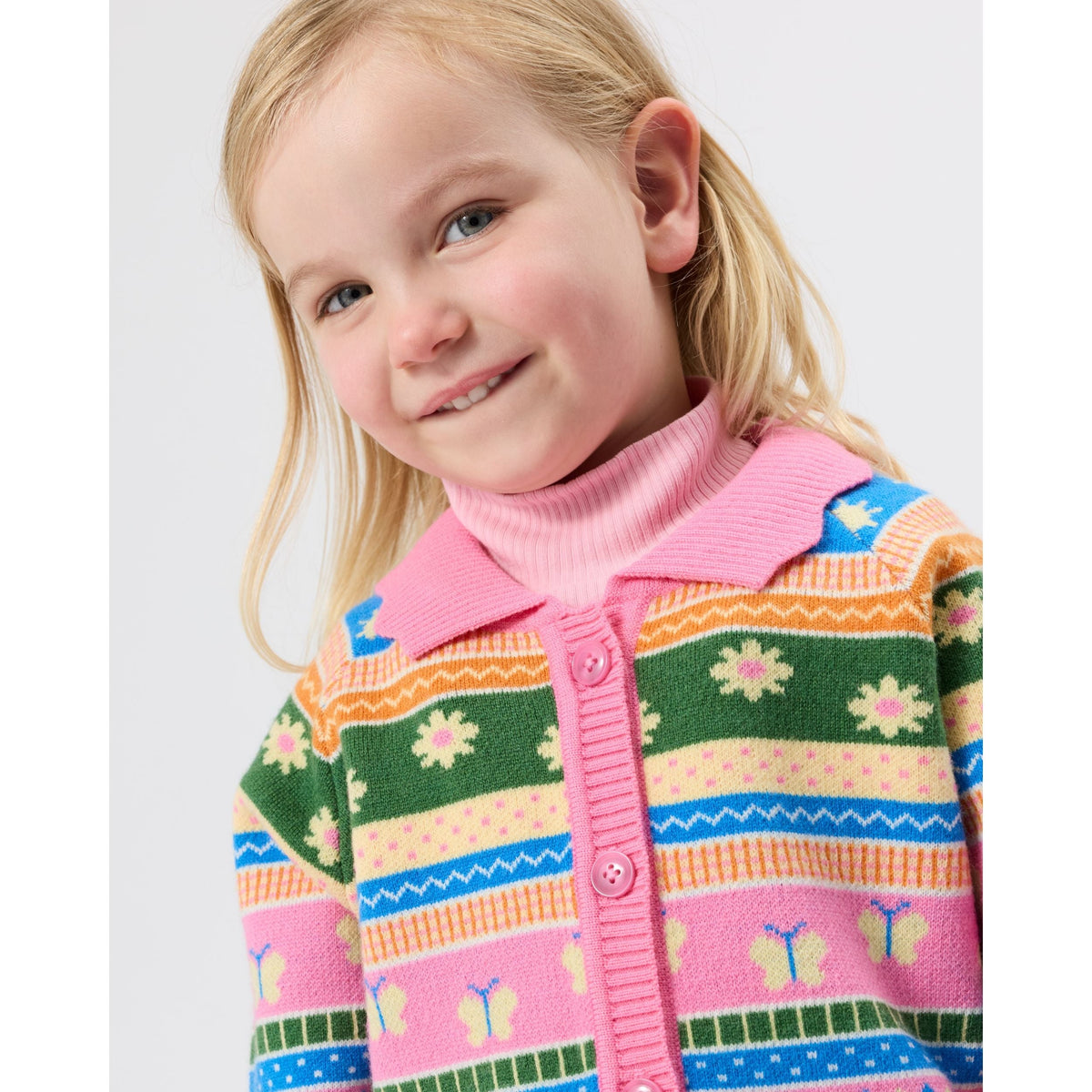 Child wearing Goldie & Ace Flutter By Knit Cardigan