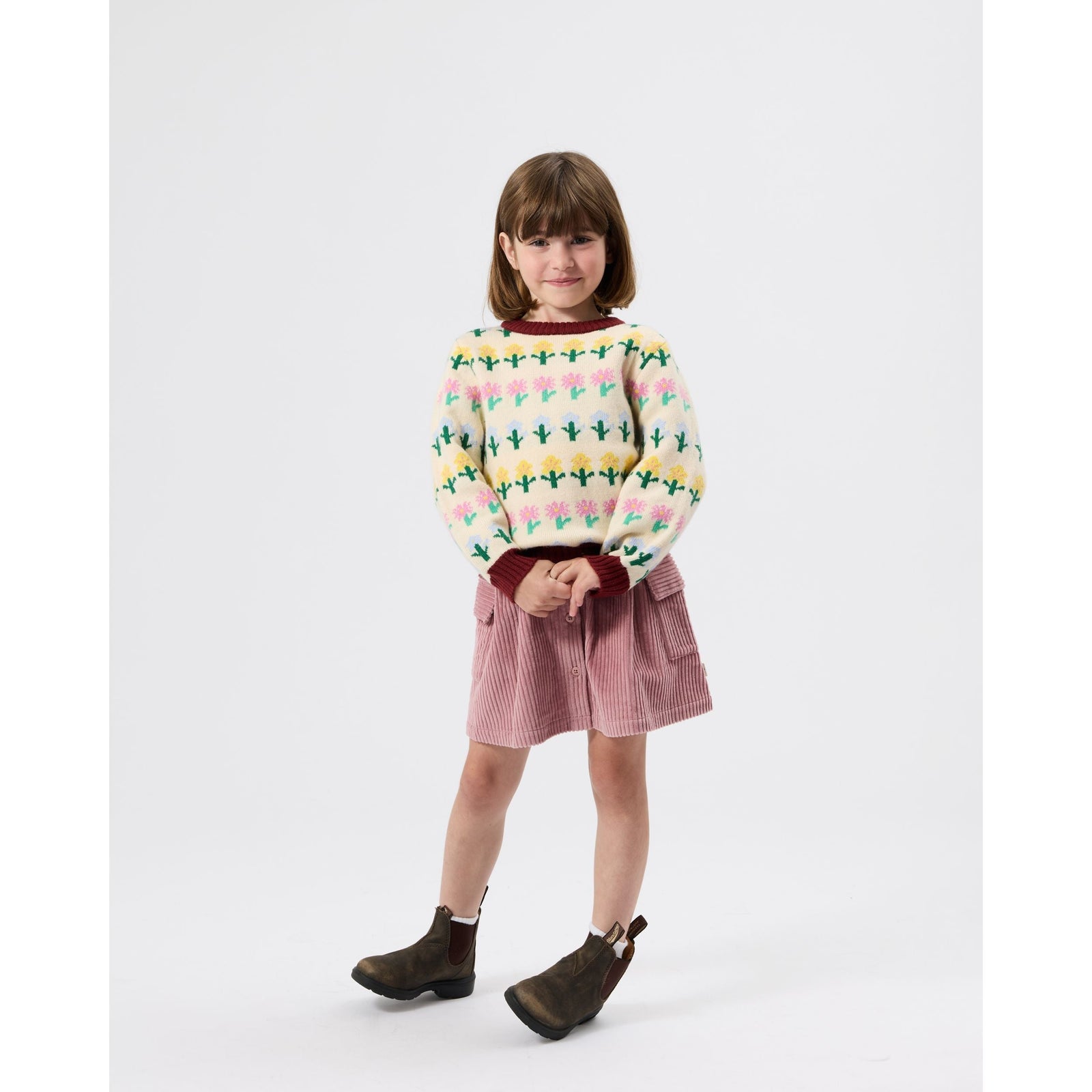Child wearing Goldie & Ace Corduroy Pocket Skirt, view 3