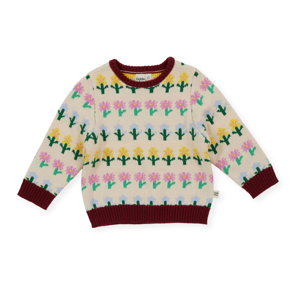 Goldie &amp; Ace Flower Garden Knit Jumper, product flat lay