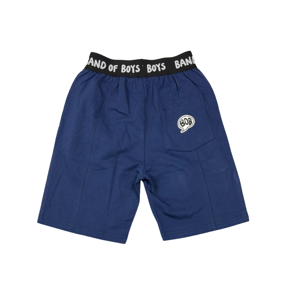 Blue Elastic Waist Shorts