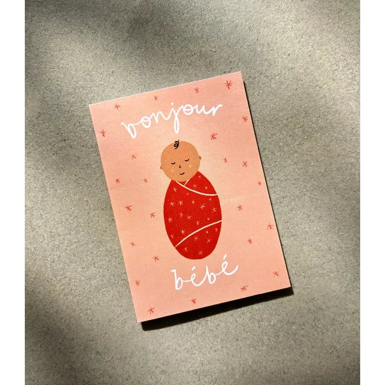 Bonjour Bebe Pink Mini Card - New Baby Cute