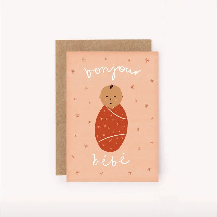 Bonjour Bebe Pink Mini Card - New Baby Cute