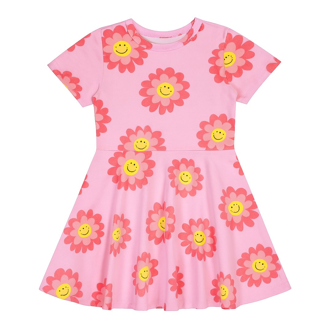 Daisy Smile Short Sleeve Waisted Dress