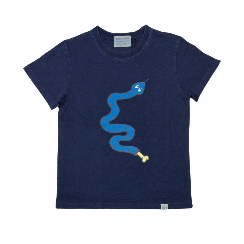 Navy Wash Snake Tee