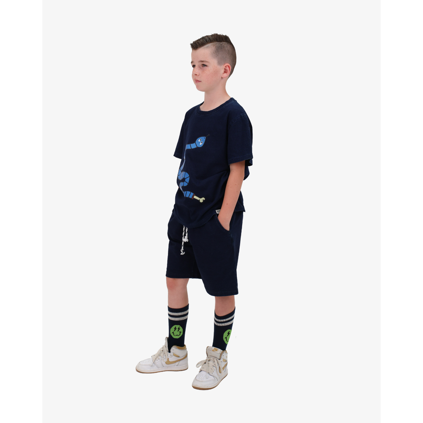 Navy Wash Snake Tee