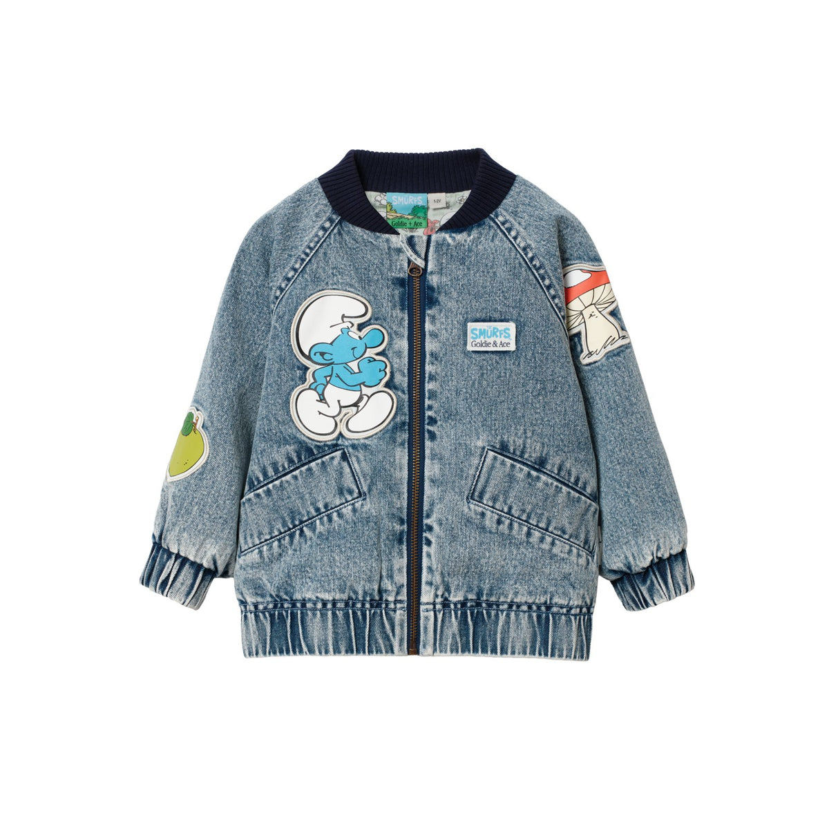 Goldie &amp; Ace x The Smurfs Badge Bomber Jacket, product shot