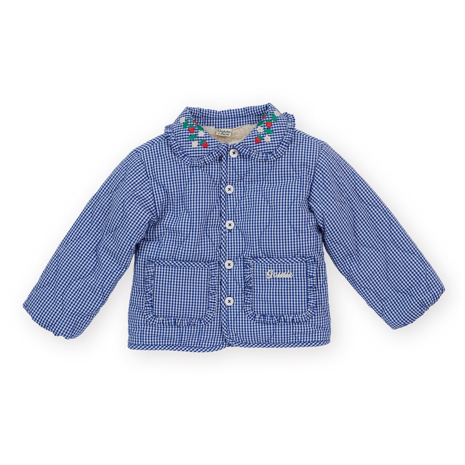 Goldie & Ace Wild Strawberry Gingham Padded Jacket, product flat lay