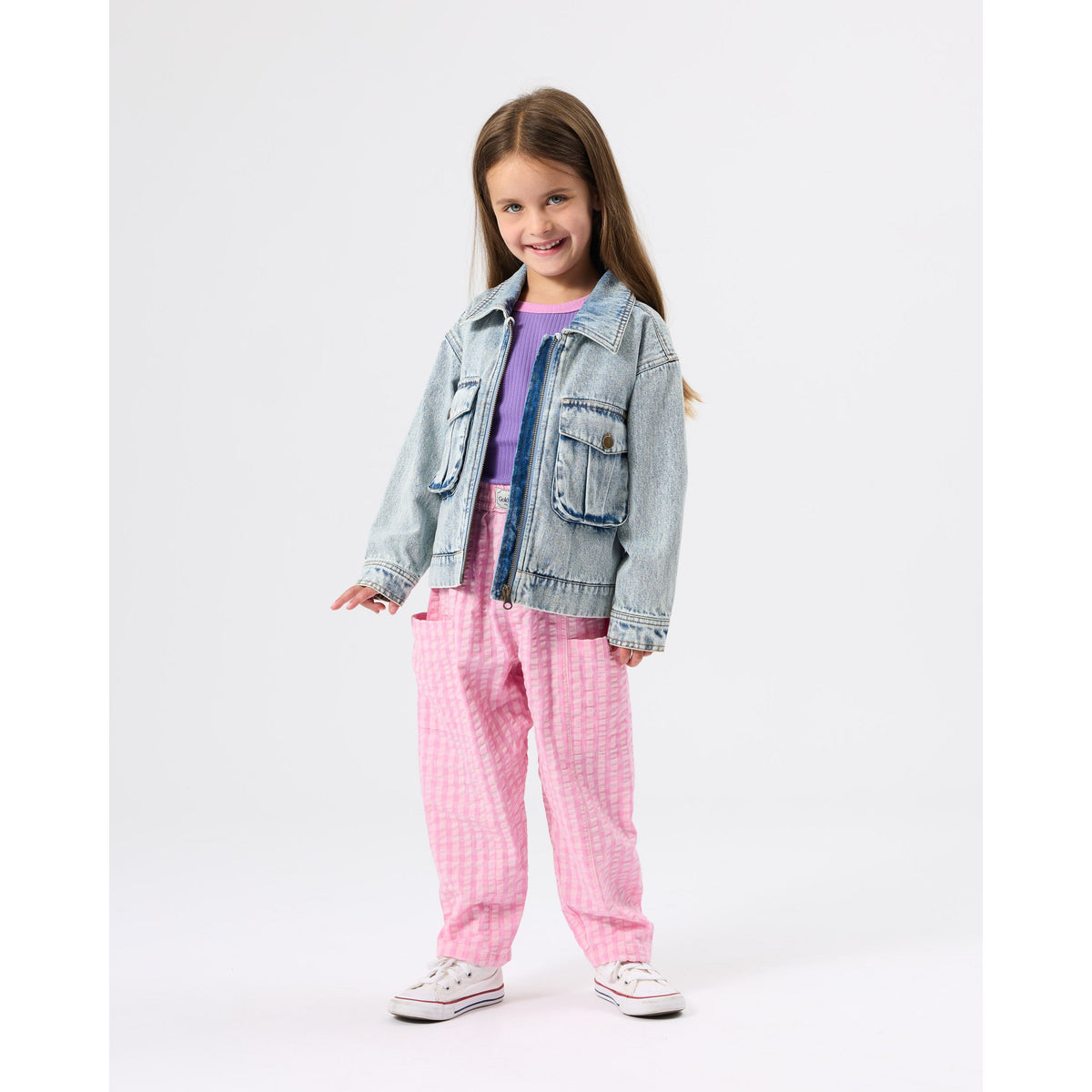 Lightweight Gingham Kit Pocket Pant - Pink
