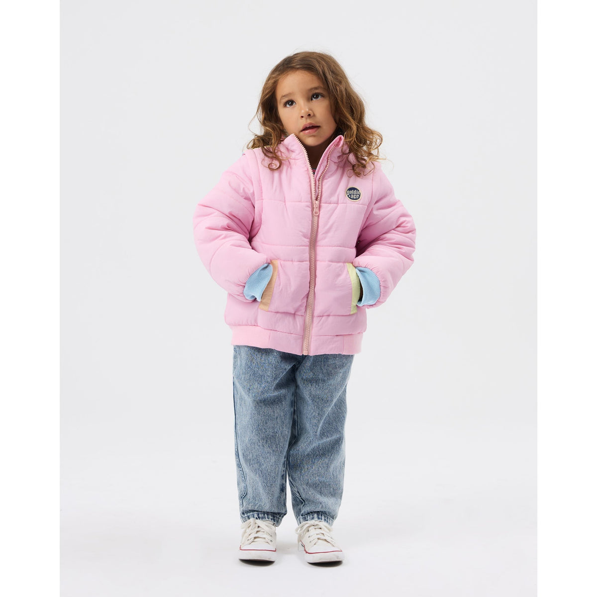 Child wearing Goldie & Ace Charlie Sunrise Parka Jacket/Vest Pastel, view 2