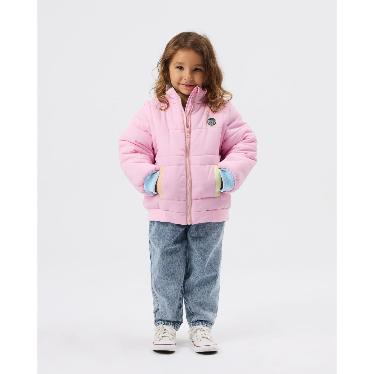 Child wearing Goldie & Ace Charlie Sunrise Parka Jacket/Vest Pastel, view 3