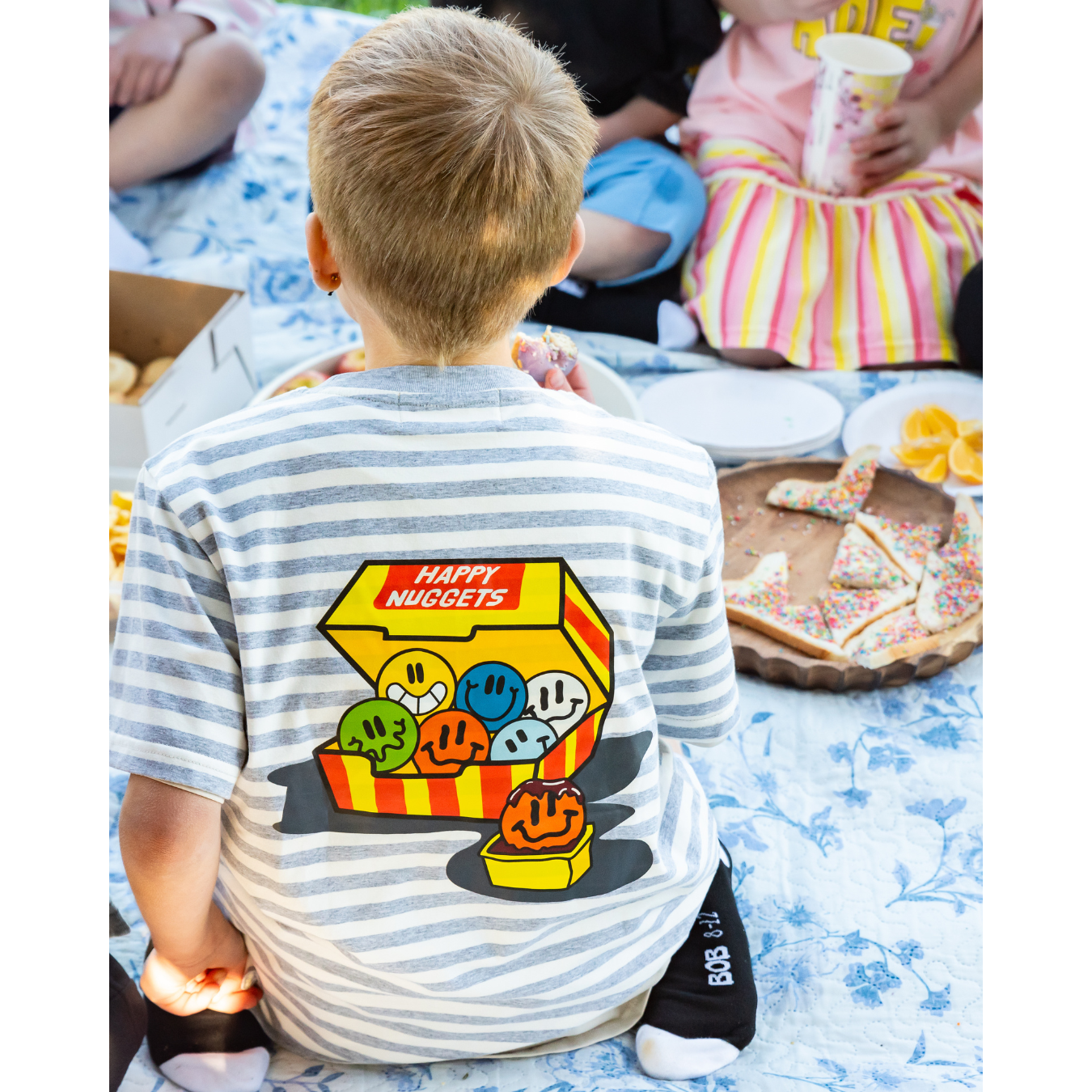 Grey Stripe Smile Nuggets Tee
