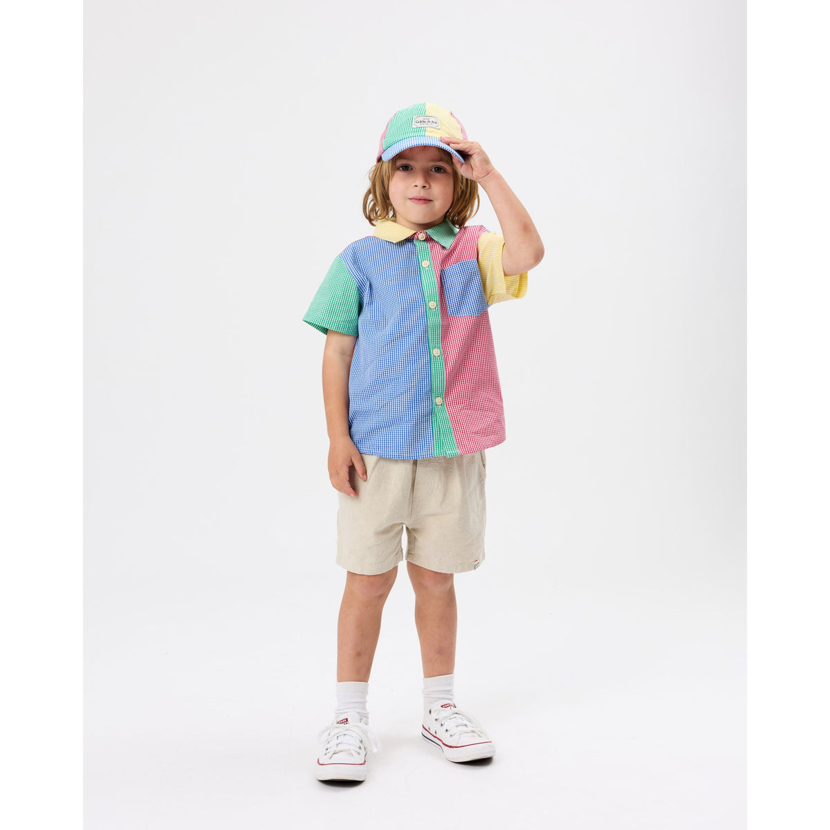 Gingham Colour Block Cap