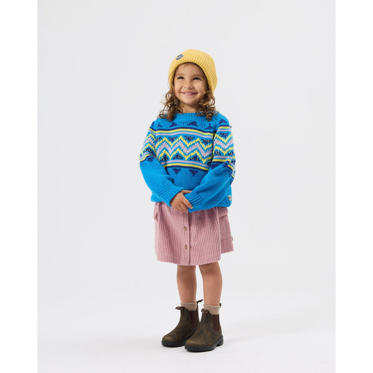 Child wearing Goldie & Ace Apres Ski Knit Jumper, view 3