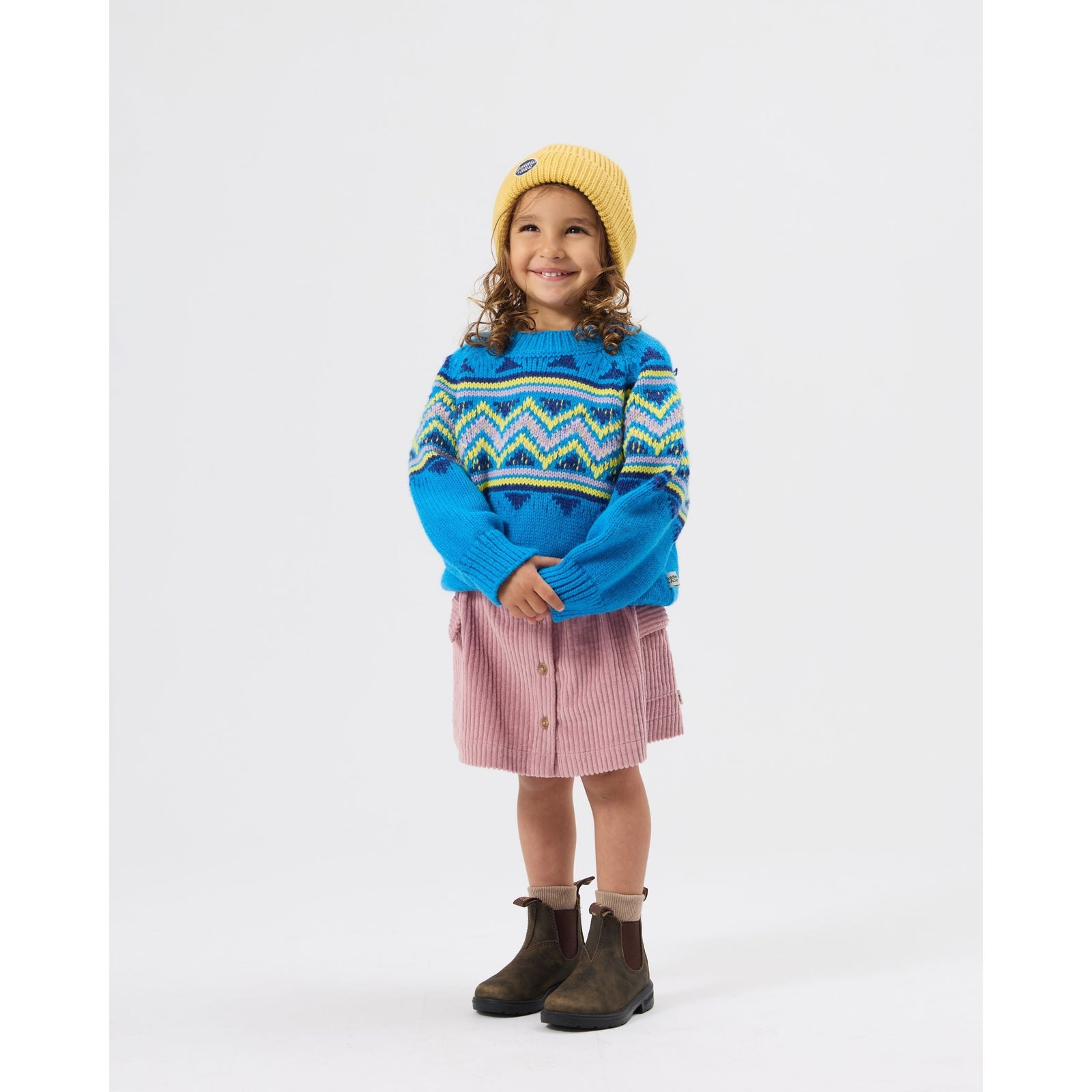 Child wearing Goldie & Ace Apres Ski Knit Jumper, view 3