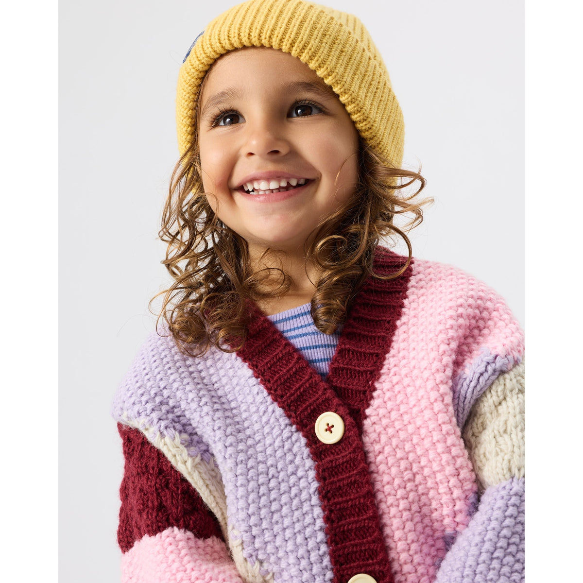 Child wearing Goldie & Ace Embroidered Rib Skivvy Grape, view 2
